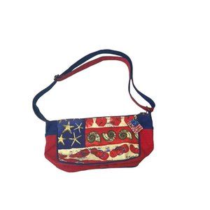 Paul Brent Crossbody Purse Bag Sun N Sand Starfish Seashells Red Gold Blue